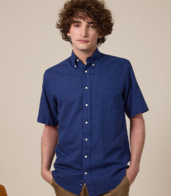 Chemise coton/lin Indigo - Coupe confort - COLTEN MC