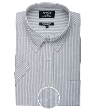 Chemise coton et lin Vert Tilleul et Blanc - Poche poitrine - COLTEN MC