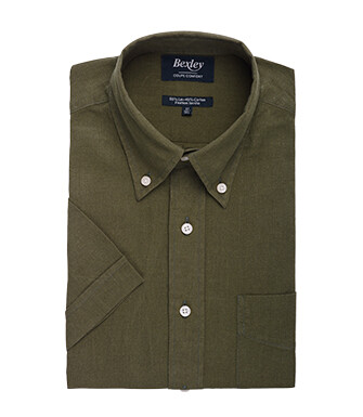 Chemise coton/lin Indigo - Chambray Vert Foret - COLTEN MC