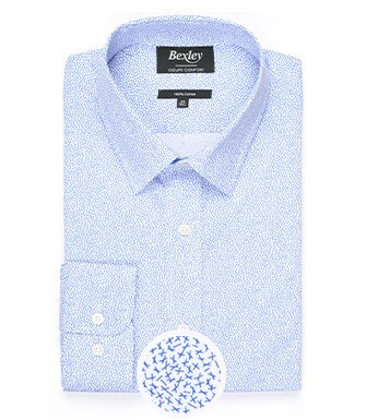 Chemise coton blanche imprimée motifs bleus - TALBERT