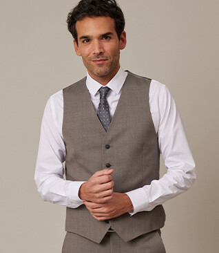 Gilet de costume homme Taupe Chiné - LAZARE
