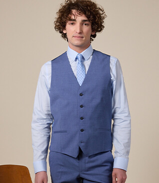 Gilet de costume Bleu Moyen Chiné - LAZARE