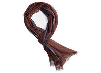 Chèche Homme Lin et Coton - Havane et Bordure Indigo