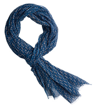 Chèche Homme Lin et Coton - Bleu Motif Ancres