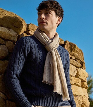 Chèche Homme Lin et Coton - Greige