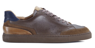 Sneakers homme Cuir Taupe patiné - BELOKA