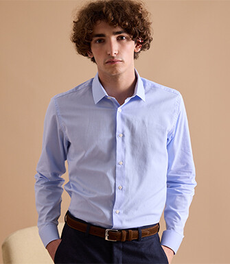 Chemise twill chevrons homme Bleu ciel - CAMÉLIEN
