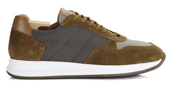 Sneakers homme velours Chamois et Kaki - NIRRANDA