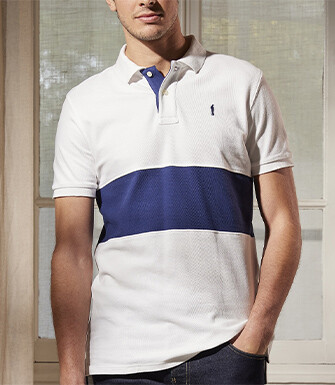 Polo homme Blanc et Marine - AURICK