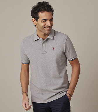 Polo homme Gris Chiné et Navy - ADNEY