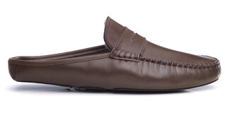 Chaussons ouverts homme cuir Chocolat