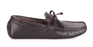 Chaussons homme cuir Chocolat