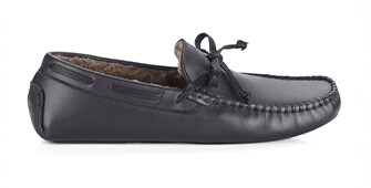 Chaussons homme cuir Noir