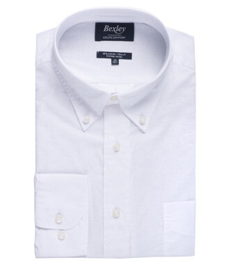Chemise manches longues coton et lin blanche - COLTEN