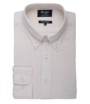 Chemise manches longues coton et lin Chambray Ecru - COLTEN