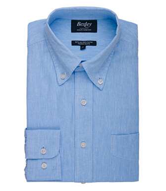 Chemise coton/lin Chambray Bleu Clair - COLTEN