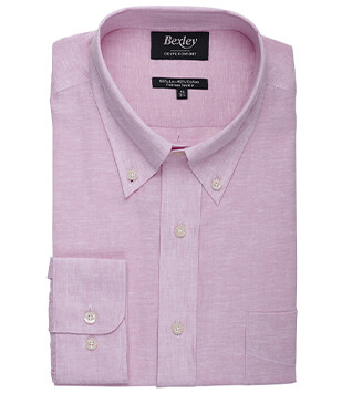 Chemise coton/lin Chambray Rose - COLTEN