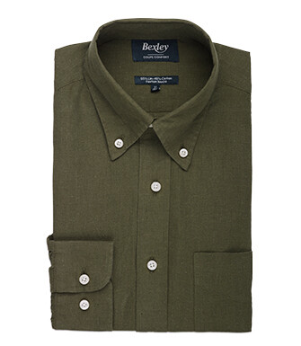 Chemise coton/lin Chambray Vert Foret - COLTEN