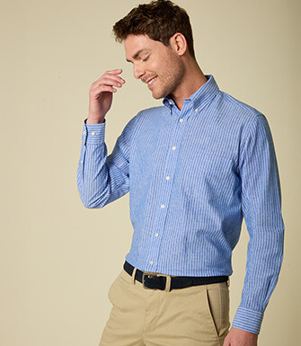 Chemise coton/lin - Chambray Bleu Ocean et Bleu - COLTEN