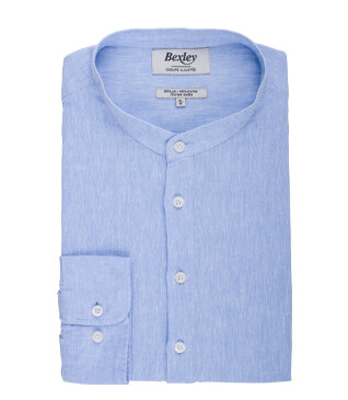 Chemise tunique coton lin Bleu - VALBERT