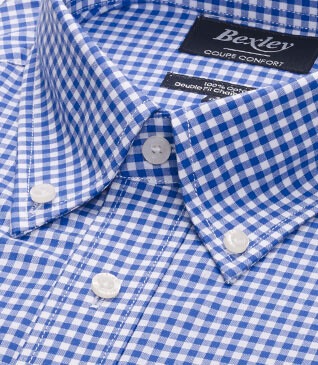 Chemise à carreaux homme bleue clair et blanche - CODELL