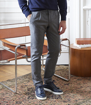 Pantalon habillé homme style Jogpant Gris Clair Chiné - LORIAN