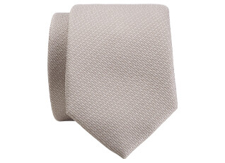 Cravate Soie Faux-uni Beige et Blanc