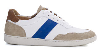 Sneakers cuir homme Blanc beige et bleu - BERRINGA