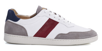 Sneakers cuir homme Blanc gris et rouge - BERRINGA