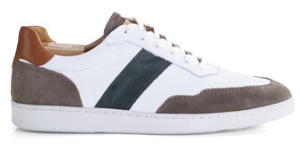 Sneakers cuir homme Blanc Taupe et Vert - BERRINGA