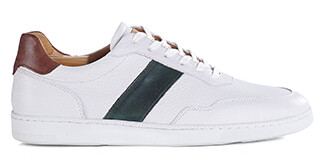 Sneakers cuir homme - Blanc Grainé et Vert - BERRINGA