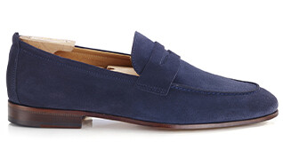 Mocassin homme Velours Navy - semelle cuir - CEVIO