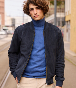 Blouson homme cuir Marine - SEAN