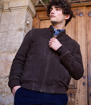 Blouson homme cuir Velours brun - SEAN II