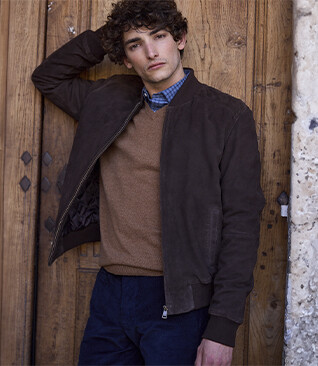 Blouson homme cuir Velours brun - SEAN II