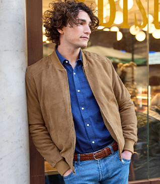 Blouson homme cuir Velours Tabac - SEAN II