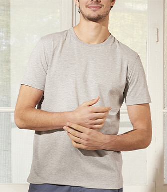 Tee-shirt coton bio uni Gris chiné clair - EDGAR III