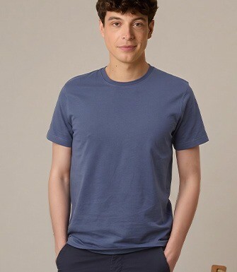 Tee-shirt coton bio uni Bleu Gris - EDGAR III