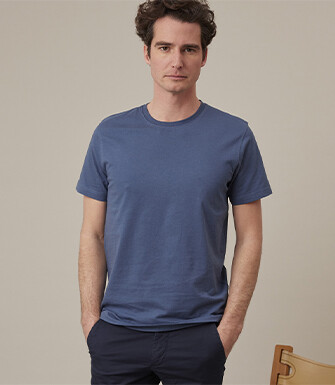 Tee-shirt coton bio uni Bleu Gris - EDGAR III