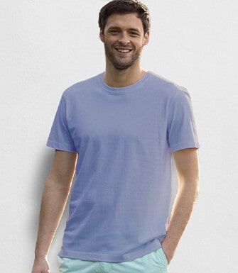 Tee-shirt coton bio uni Bleu Denim Clair - EDGAR III