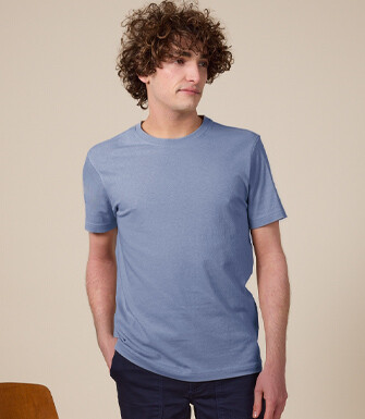 Tee-shirt coton bio uni Bleu Denim Clair - EDGAR III