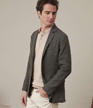 Blazer lin homme Olive Foncé - LUBIN
