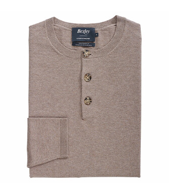 Pull fin homme coton/cachemire Taupe chiné - KUTON