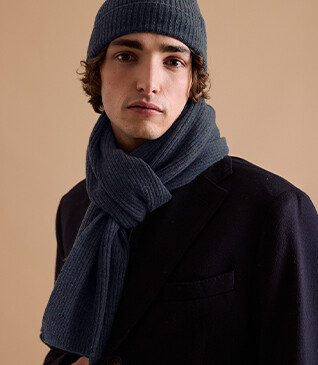 Écharpe Laine Homme Gris Anthracite Chiné