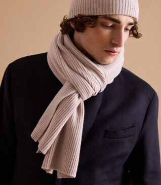 Écharpe Laine Homme Beige Clair