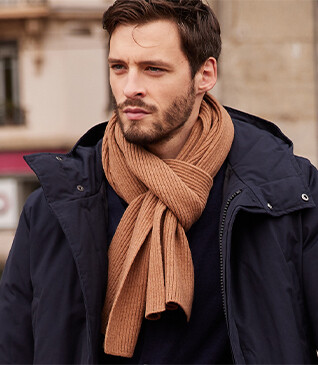 Écharpe Laine Homme Noisette chiné