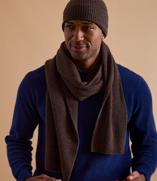 Écharpe Laine Homme Chocolat Foncé
