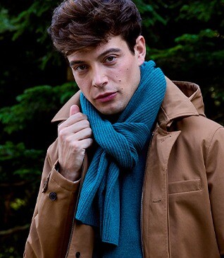 Écharpe Lambswool Homme Vert Foncé Chiné