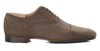 Richelieu homme Velours Taupe Brun semelle cuir patin gomme - LENNOX PATIN