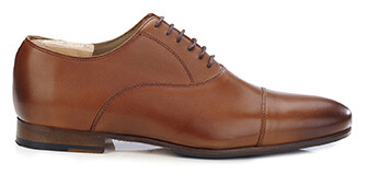 Richelieu homme Cognac Patiné - semelle cuir avec patin - LENNOX PATIN